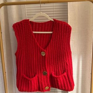 Amazon Red V-Neck Knit Sweater Vest